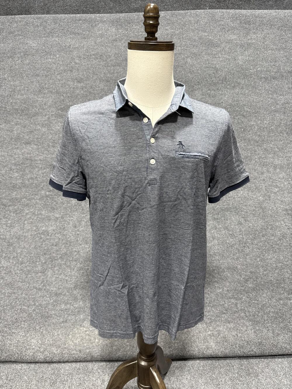 Original Penguin Polo Shirt Mens XL Gray Heritage Slim Fit Pocket Casual Top